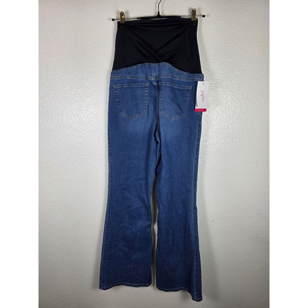 Isabel Maternity Flare Jeans Medium Wash Over Belly Crossover Panel Size 6‎ NEW - Picture 2 of 6